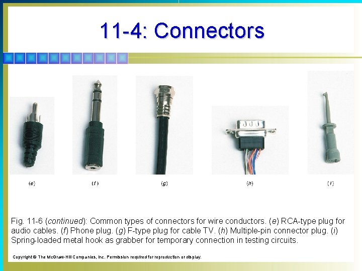 11 -4: Connectors Fig. 11 -6 (continued): Common types of connectors for wire conductors.