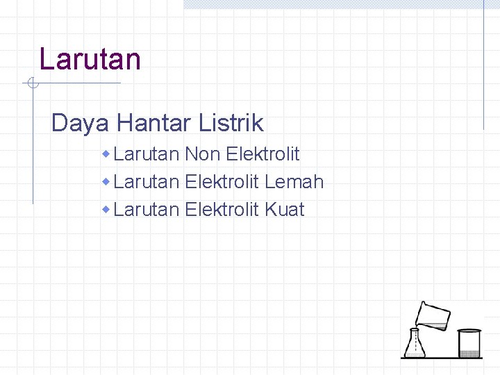 Larutan Daya Hantar Listrik w Larutan Non Elektrolit w Larutan Elektrolit Lemah w Larutan