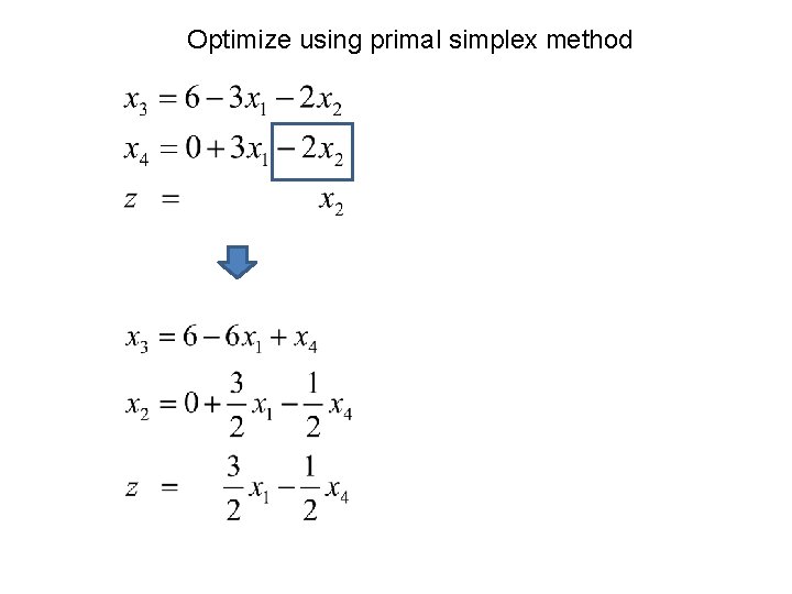 Optimize using primal simplex method 