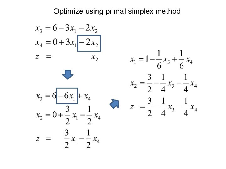 Optimize using primal simplex method 