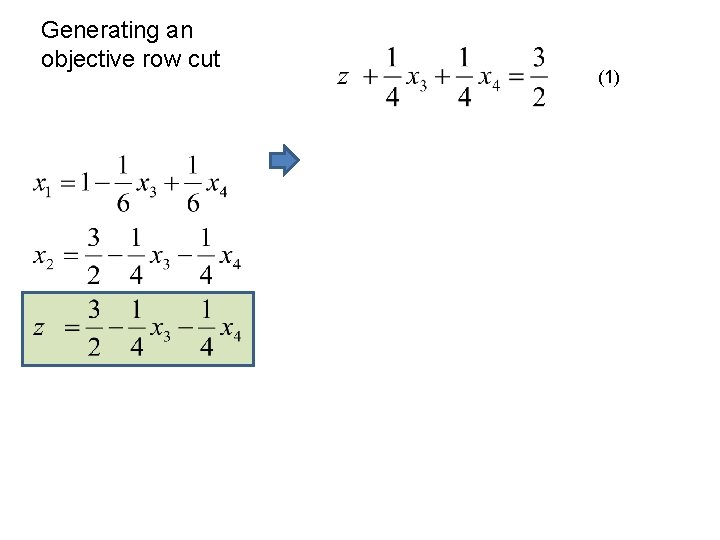 Generating an objective row cut (1) 