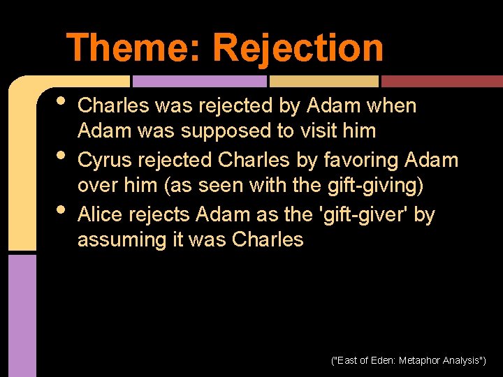 Theme: Rejection • • • Charles was rejected by Adam when Adam was supposed