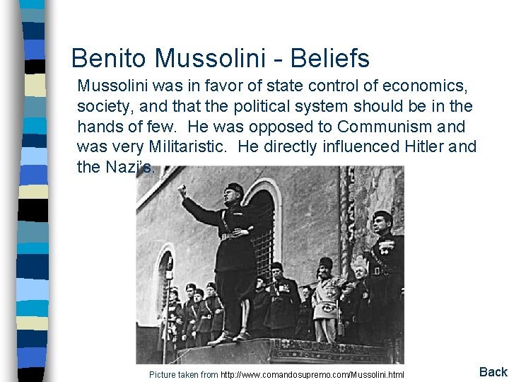 Benito Mussolini - Beliefs Mussolini was in favor of state control of economics, society, Benito Mussolini - Beliefs Mussolini was in favor of state control of economics, society,