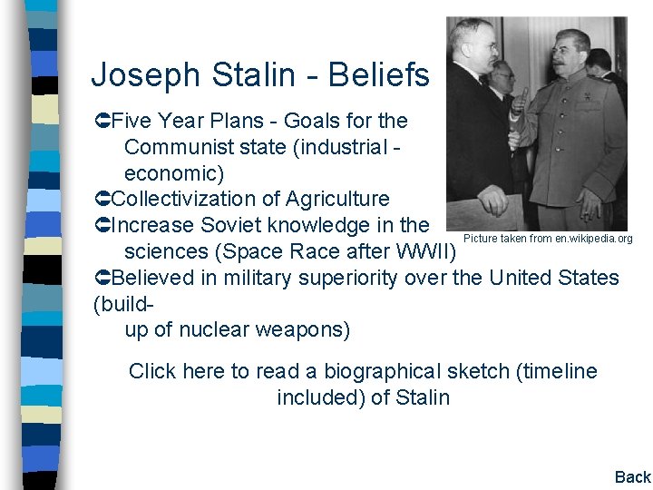 Joseph Stalin - Beliefs Five Year Plans - Goals for the Communist state (industrial Joseph Stalin - Beliefs Five Year Plans - Goals for the Communist state (industrial