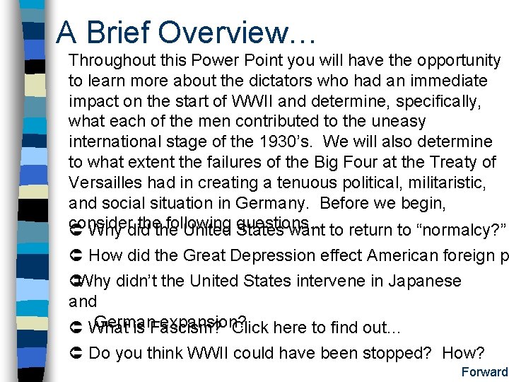 A Brief Overview… Throughout this Power Point you will have the opportunity to learn A Brief Overview… Throughout this Power Point you will have the opportunity to learn