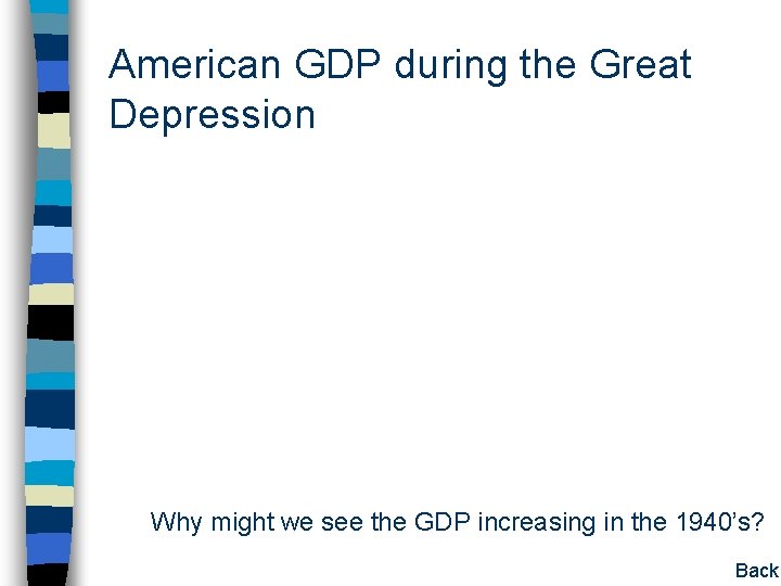 American GDP during the Great Depression Why might we see the GDP increasing in American GDP during the Great Depression Why might we see the GDP increasing in