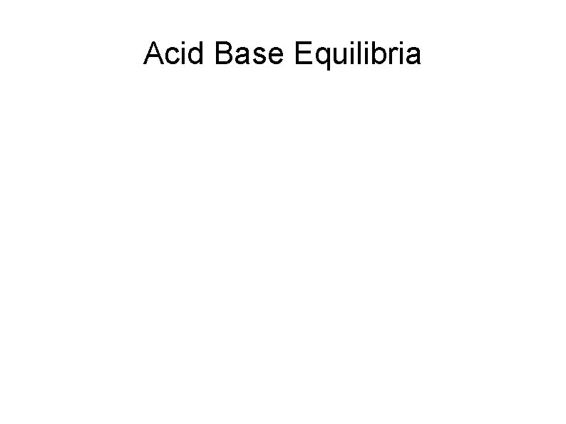 Acid Base Equilibria 