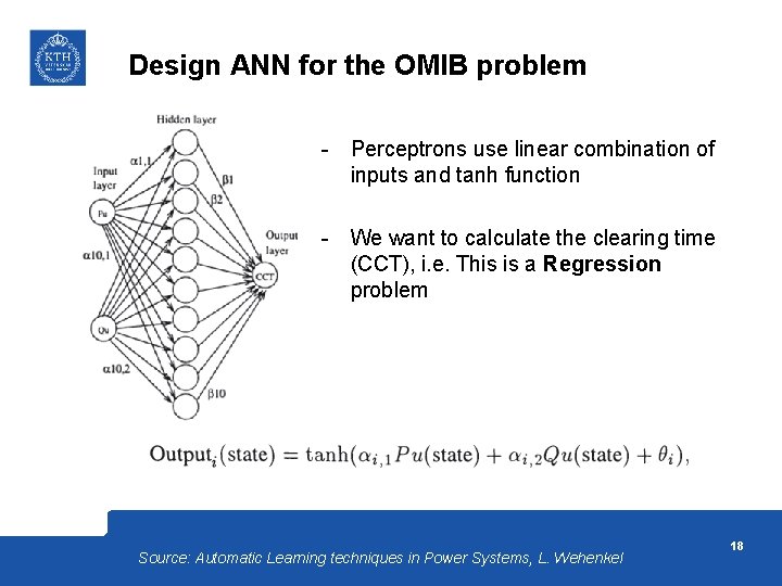 Design ANN for the OMIB problem - Perceptrons use linear combination of inputs and