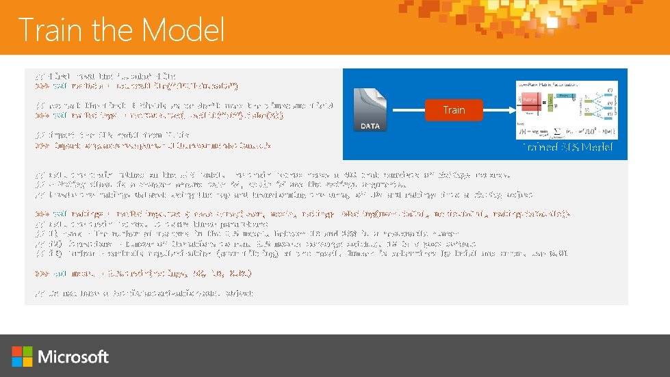 Train the Model // first read the ‘u. data’ file >>> val raw. Data