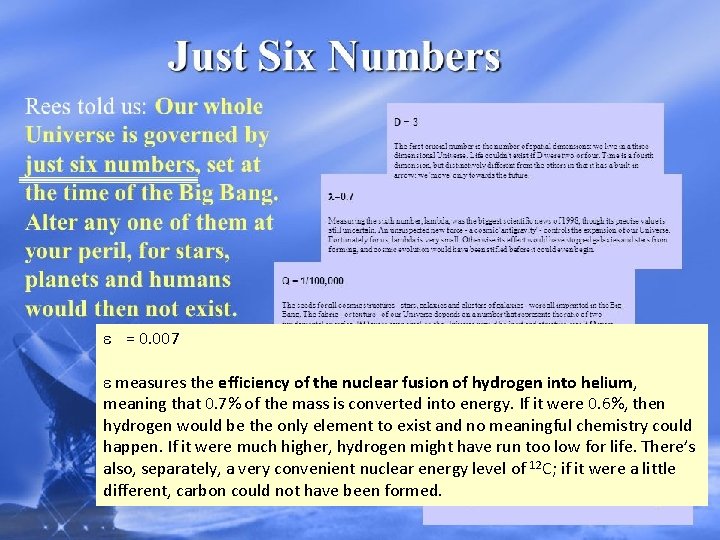  = 0. 007 measures the efficiency of the nuclear fusion of hydrogen into
