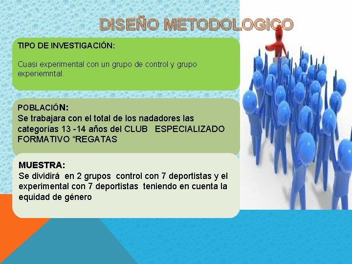 DISEÑO METODOLOGICO TIPO DE INVESTIGACIÓN: Cuasi experimental con un grupo de control y grupo