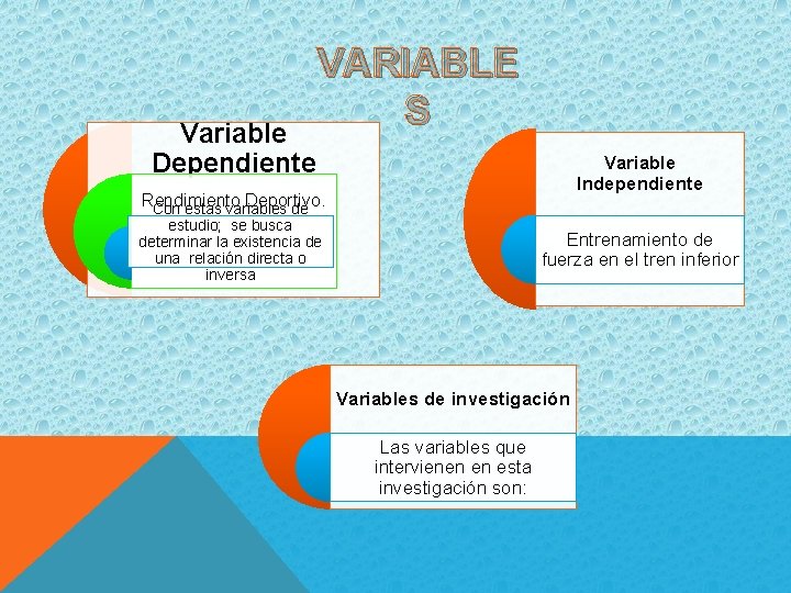 Variable Dependiente VARIABLE S Variable Independiente Rendimiento Deportivo. Con estas variables de estudio; se