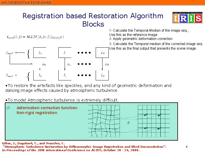 Registration based Restoration Algorithm Blocks 1 - Calculate the Temporal Median of the image