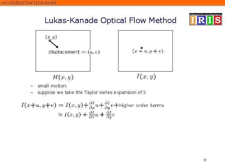 Lukas-Kanade Optical Flow Method – small motion: – suppose we take the Taylor series