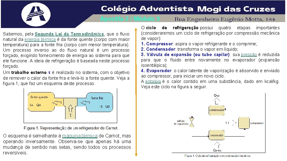 Apostila 2 / Módulo 3 Sabemos, pela Segunda Lei da Termodinâmica, que o fluxo Apostila 2 / Módulo 3 Sabemos, pela Segunda Lei da Termodinâmica, que o fluxo
