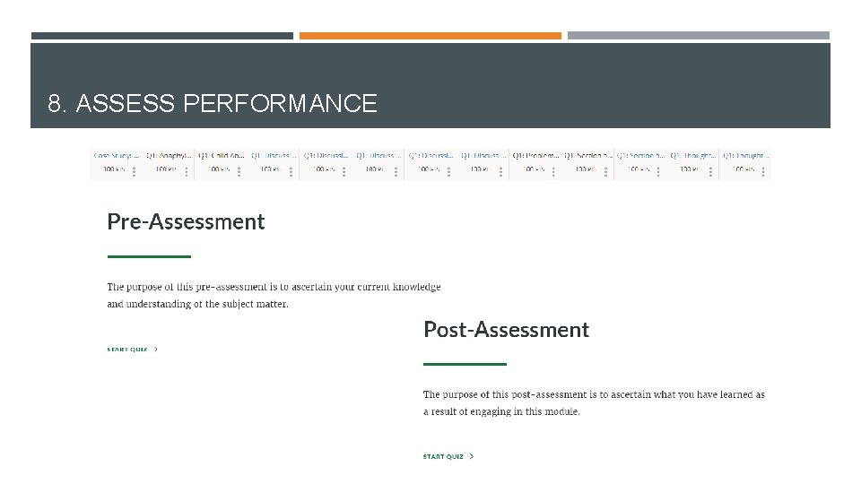 8. ASSESS PERFORMANCE 