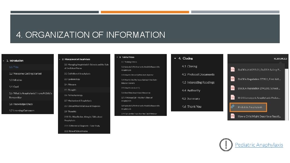 4. ORGANIZATION OF INFORMATION 