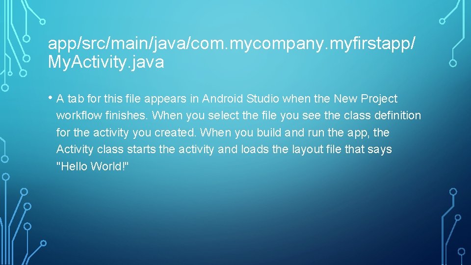 app/src/main/java/com. mycompany. myfirstapp/ My. Activity. java • A tab for this file appears in