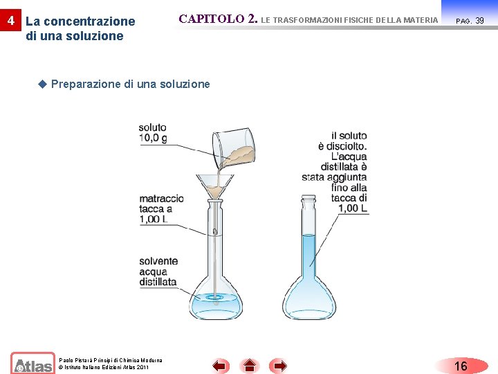 4 La concentrazione di una soluzione CAPITOLO 2. LE TRASFORMAZIONI FISICHE DELLA MATERIA PAG.