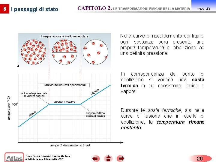 6 I passaggi di stato CAPITOLO 2. LE TRASFORMAZIONI FISICHE DELLA MATERIA PAG. Nelle