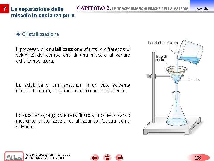 CAPITOLO 2. LE TRASFORMAZIONI FISICHE DELLA MATERIA 7 La separazione delle miscele in sostanze