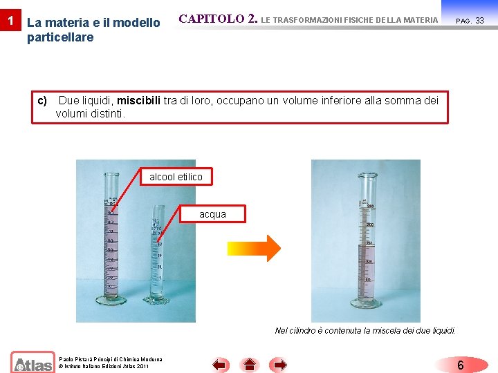 1 La materia e il modello particellare c) CAPITOLO 2. LE TRASFORMAZIONI FISICHE DELLA