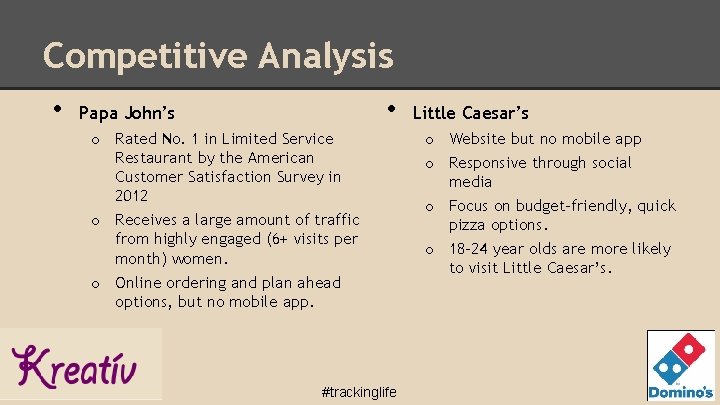 Competitive Analysis • • Papa John’s o Rated No. 1 in Limited Service Restaurant