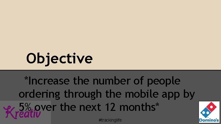 Objective *Increase the number of people ordering through the mobile app by 5% over
