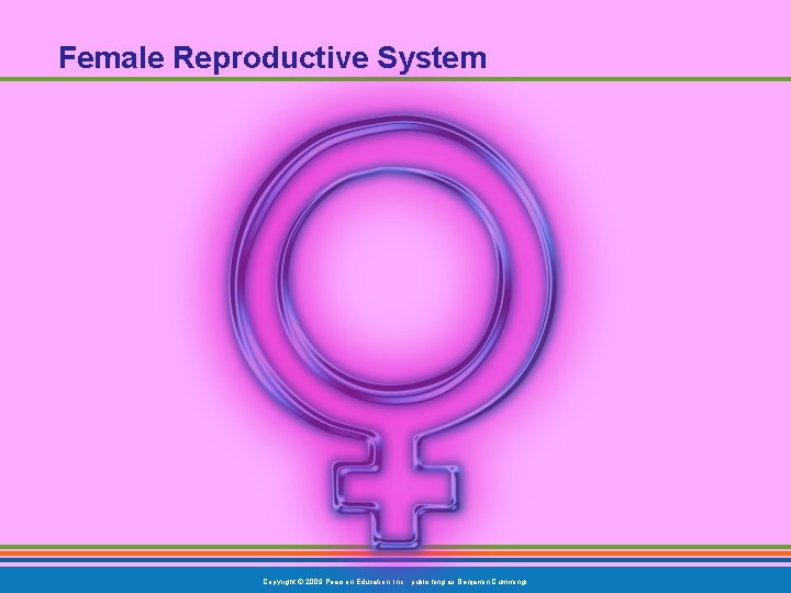 Female Reproductive System Copyright © 2009 Pearson Education, Inc. , publishing as Benjamin Cummings