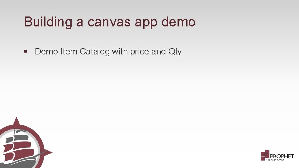 Building a canvas app demo § Demo Item Catalog with price and Qty 