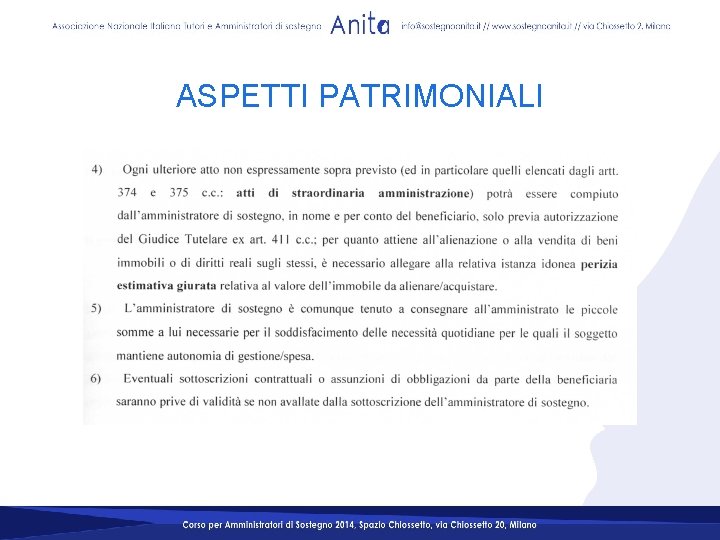 ASPETTI PATRIMONIALI ASPETTI PATRIMONIALI