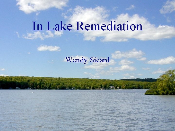 In Lake Remediation Wendy Sicard 