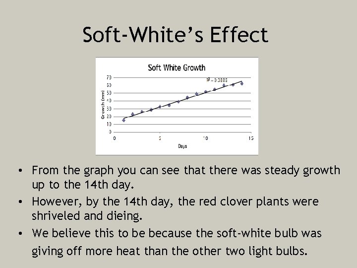 Soft-White’s Effect • From the graph you can see that there was steady growth