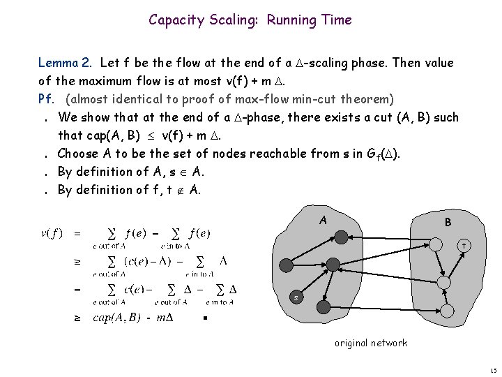 Capacity Scaling: Running Time Lemma 2. Let f be the flow at the end