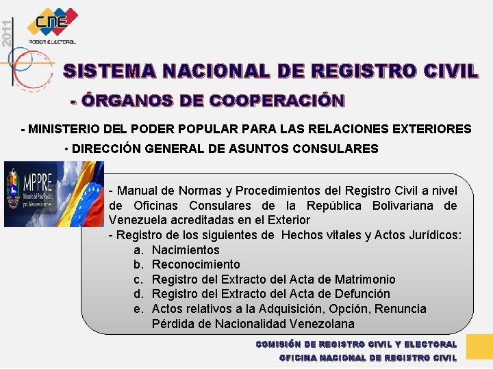 SISTEMA NACIONAL DE REGISTRO CIVIL - ÓRGANOS DE COOPERACIÓN - MINISTERIO DEL PODER POPULAR