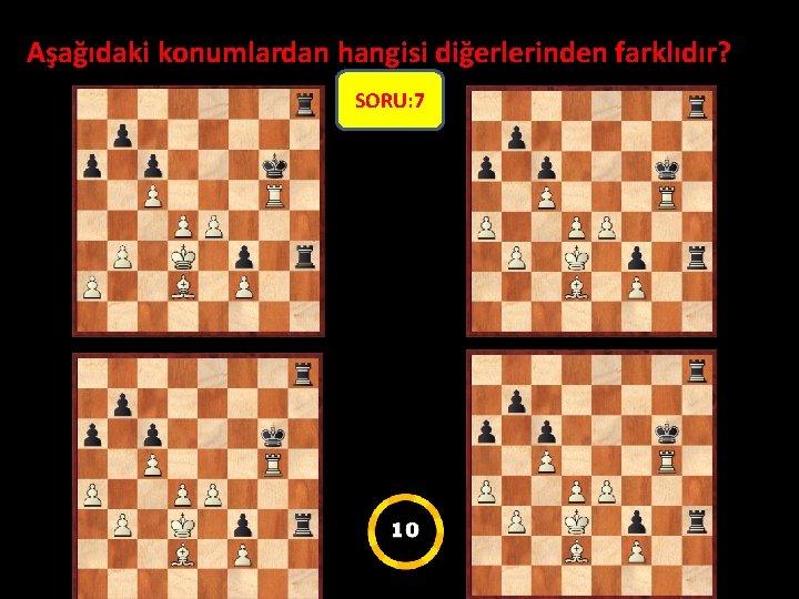 Aşağıdaki konumlardan hangisi diğerlerinden farklıdır? SORU: 7 