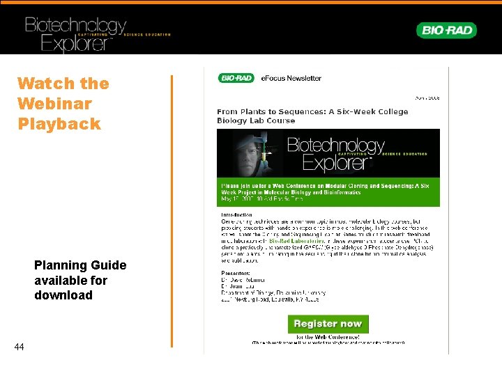 Watch the Webinar Playback Planning Guide available for download 44 