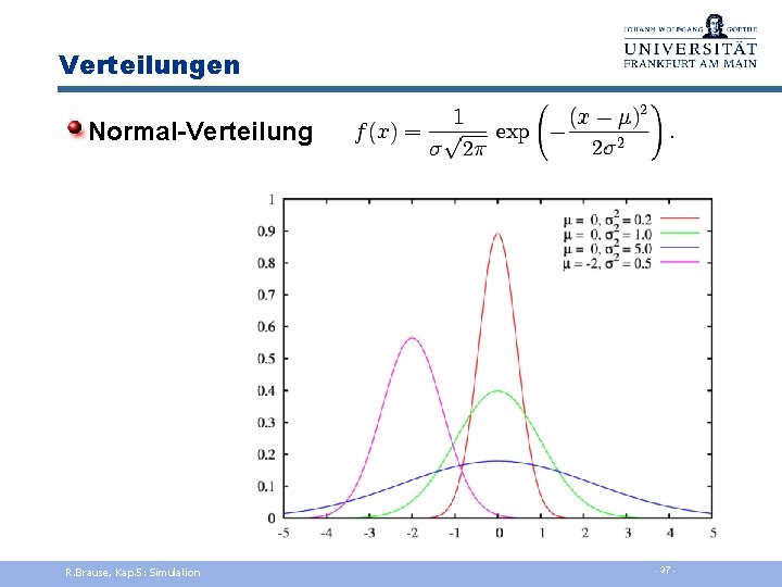 Verteilungen Normal-Verteilung R. Brause, Kap. 5: Simulation - 37 - 