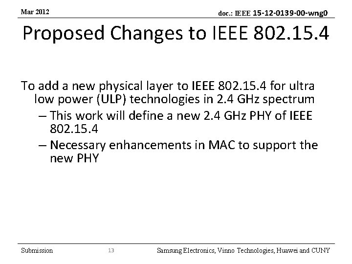 doc. : IEEE 15 -12 -0139 -00 -wng 0 Mar 2012 Proposed Changes to