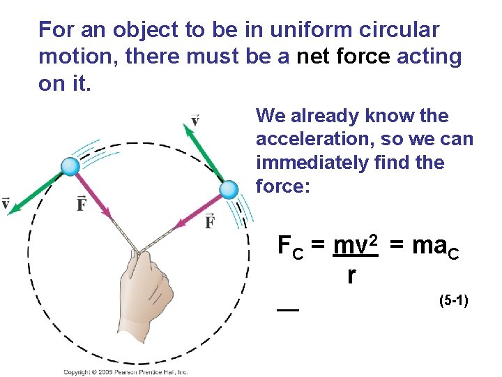 For an object to be in uniform circular motion, there must be a net