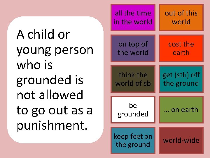 A child or young person who is grounded is not allowed to go out