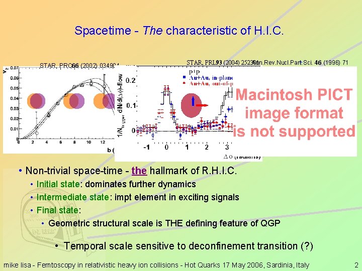 Spacetime - The characteristic of H. I. C. STAR, PRC 66 (2002) 034904 STAR,