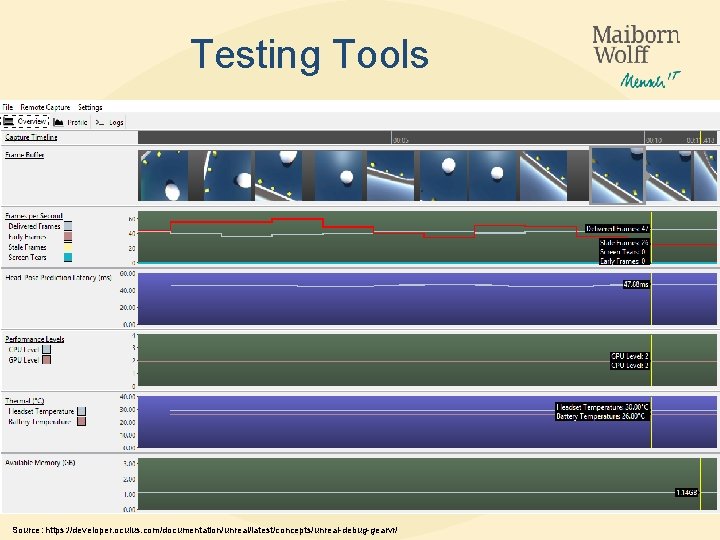 Testing Tools Source: https: //developer. oculus. com/documentation/unreal/latest/concepts/unreal-debug-gearvr/ 