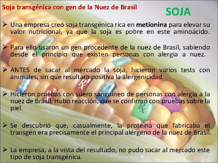 Soja transgénica con gen de la Nuez de Brasil SOJA Ø Una empresa creó