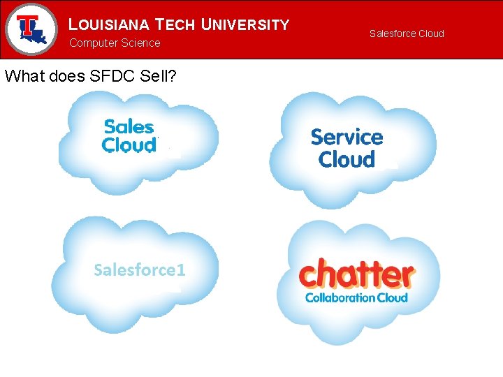 LOUISIANA TECH UNIVERSITY MECHANICAL ENGINEERING PROGRAM Computer Science What does SFDC Sell? Salesforce Cloud