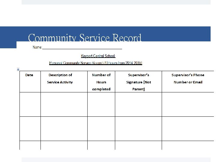 Community Service Record 