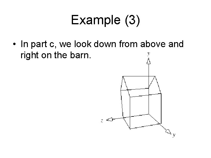 Example (3) • In part c, we look down from above and right on