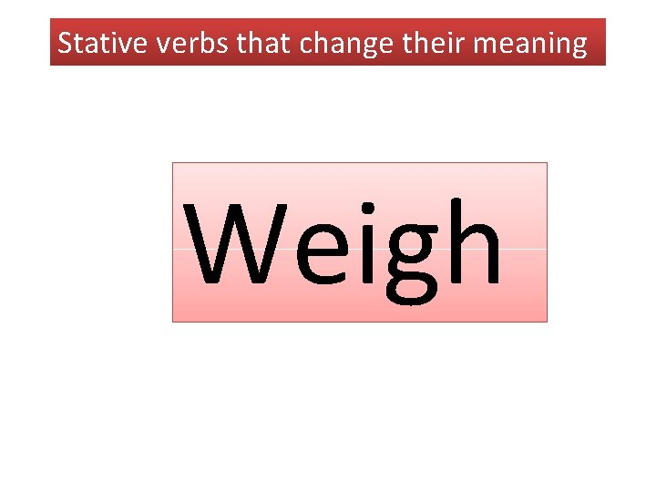 Stative verbs that change their meaning Weigh 