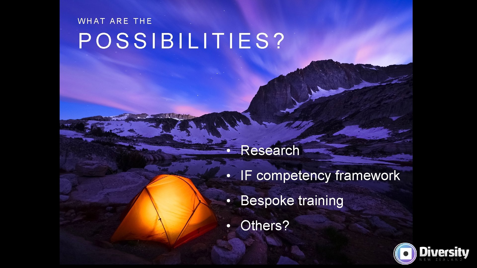 WHAT ARE THE POSSIBILITIES? • Research • IF competency framework • Bespoke training •