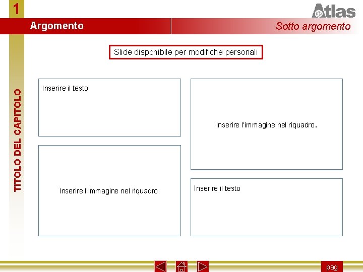 1 Argomento Sotto argomento TITOLO DEL CAPITOLO Slide disponibile per modifiche personali Inserire il